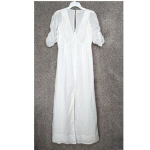 FRAME White Shirred Sleeve Maxi Dress Boho Flowy Size M